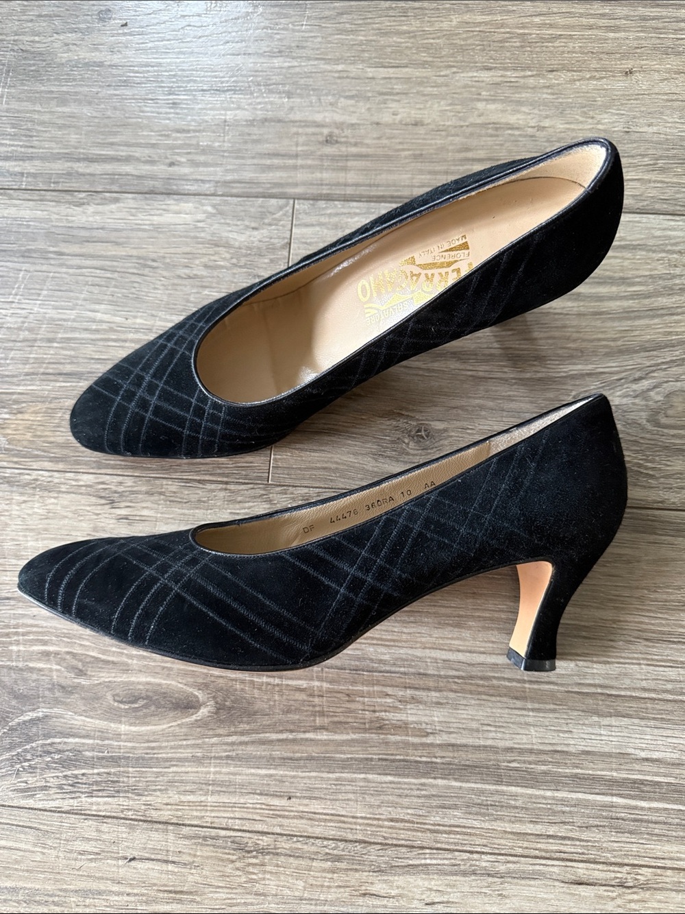 Salvatore Ferragamo Pumps Womens 9 Velvet Narrow Heel Plaid Office Career